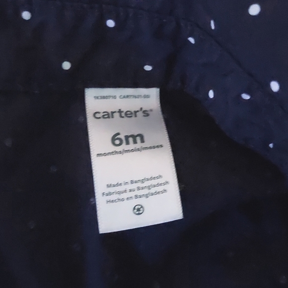 Carter's: 6m boys blue polka-dot top and salmon colored short set - Picture 4 of 5